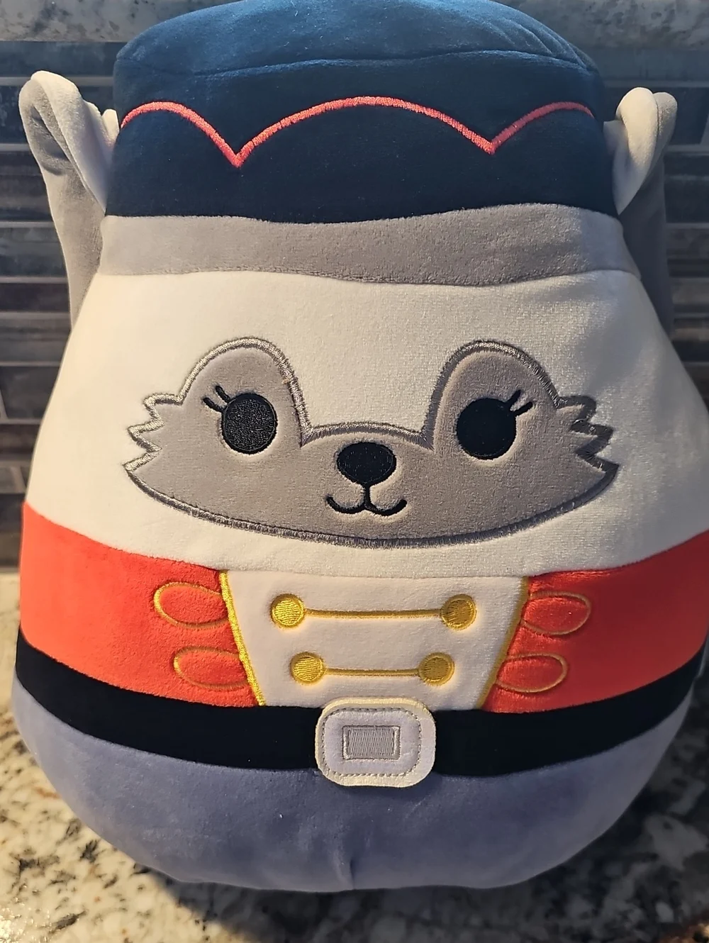Squishmallows Gray White Navy Red Plush Soldier Character